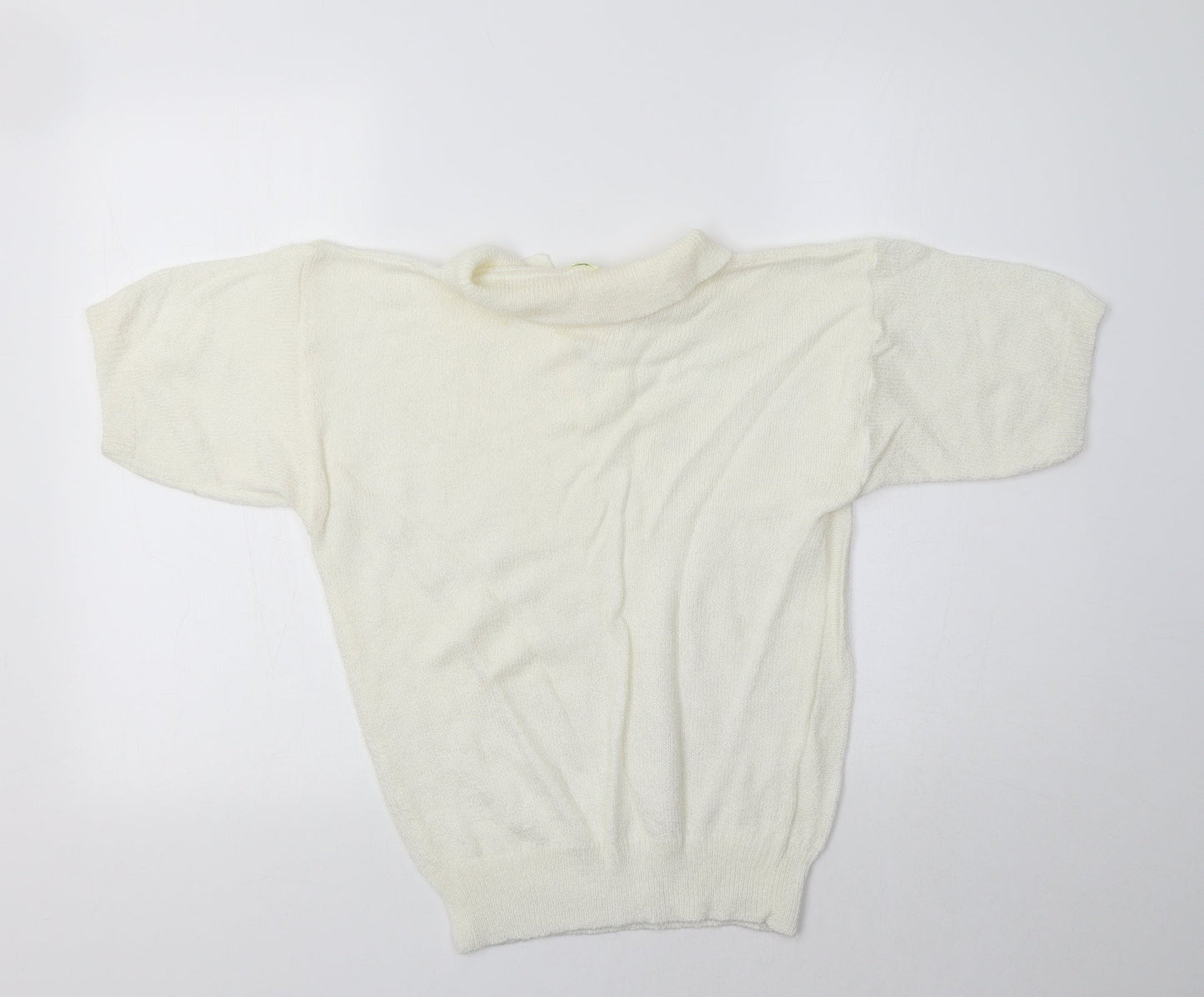 Canda Womens Ivory Collared  Acrylic Pullover Jumper Size M