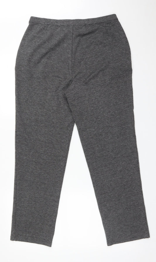 M&S Womens Black  Polyester Trousers  Size 14 L28 in Regular