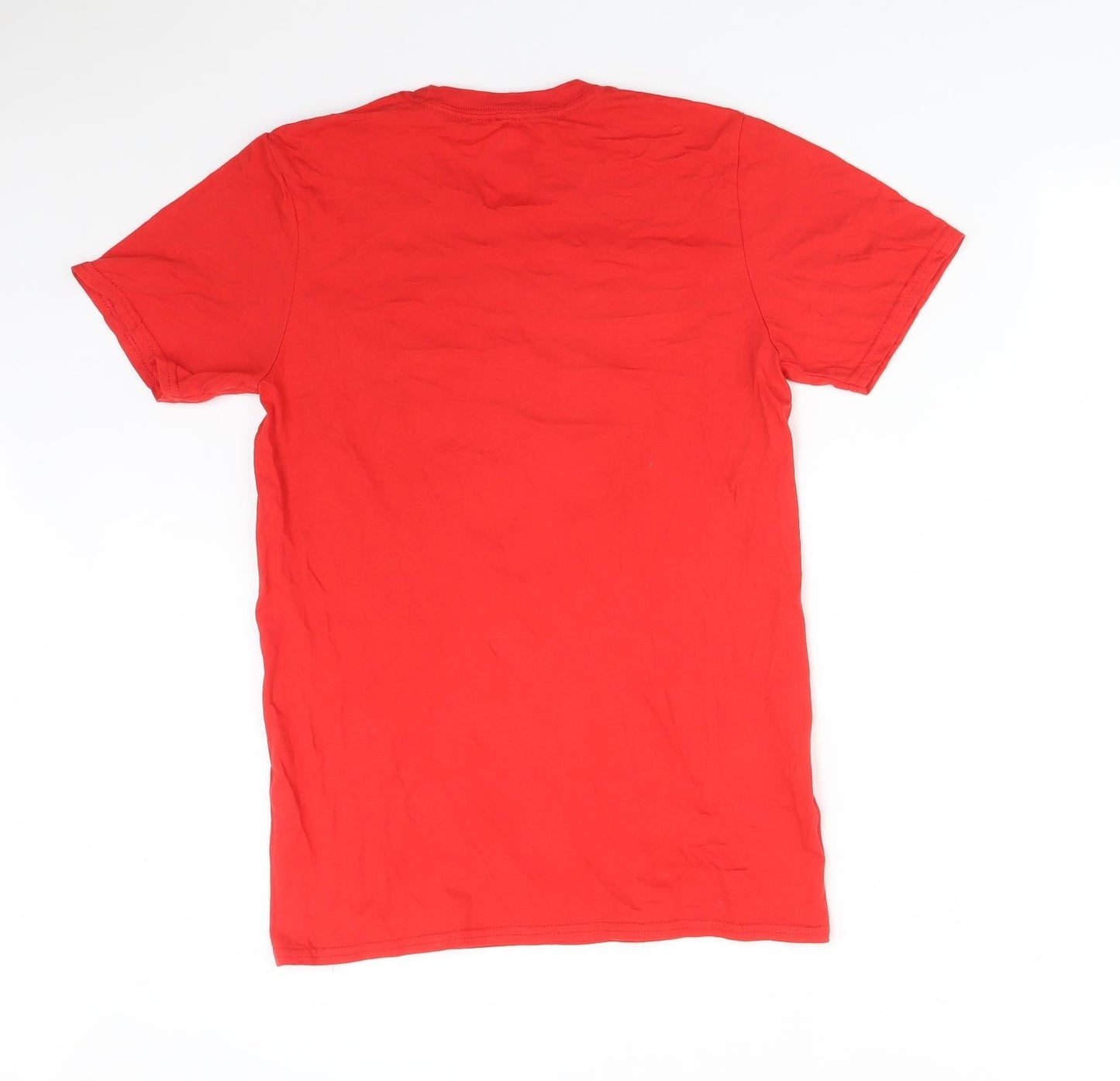 Wales Mens Red  Cotton  T-Shirt Size S Round Neck