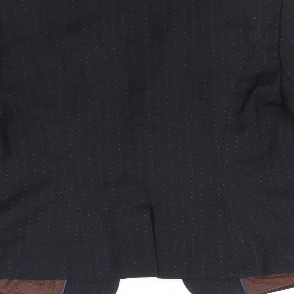 NEXT Womens Blue Striped Polyester Jacket Suit Jacket Size 12