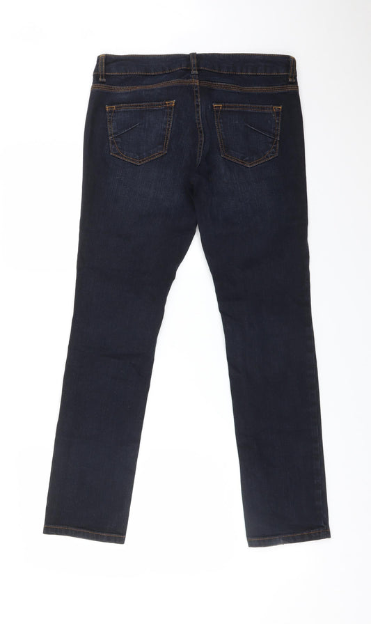 Topshop Womens Blue  Cotton Straight Jeans Size 28 L29 in Regular