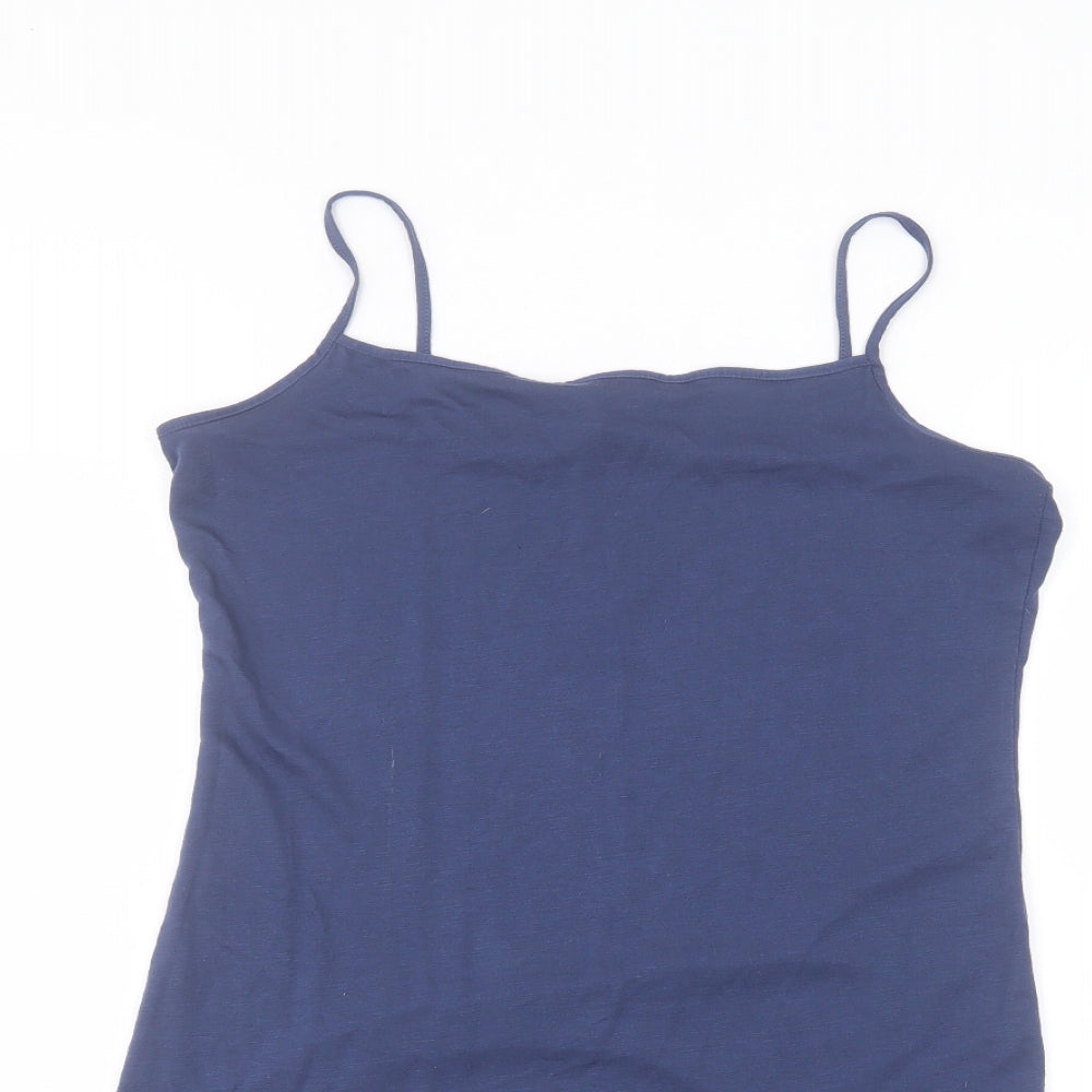 Marks and Spencer Womens Blue  Polyester Basic T-Shirt Size 12 Round Neck