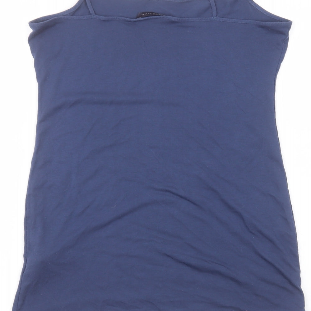 Marks and Spencer Womens Blue  Polyester Basic T-Shirt Size 12 Round Neck