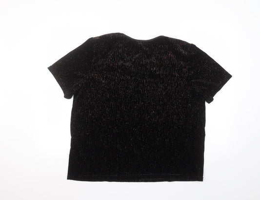 Roman Womens Black  Polyester Basic T-Shirt Size M Round Neck