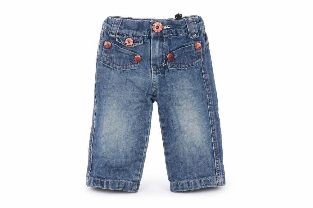 Petit Patapon Girls Blue  Cotton  Jeans Size 9-12 Months