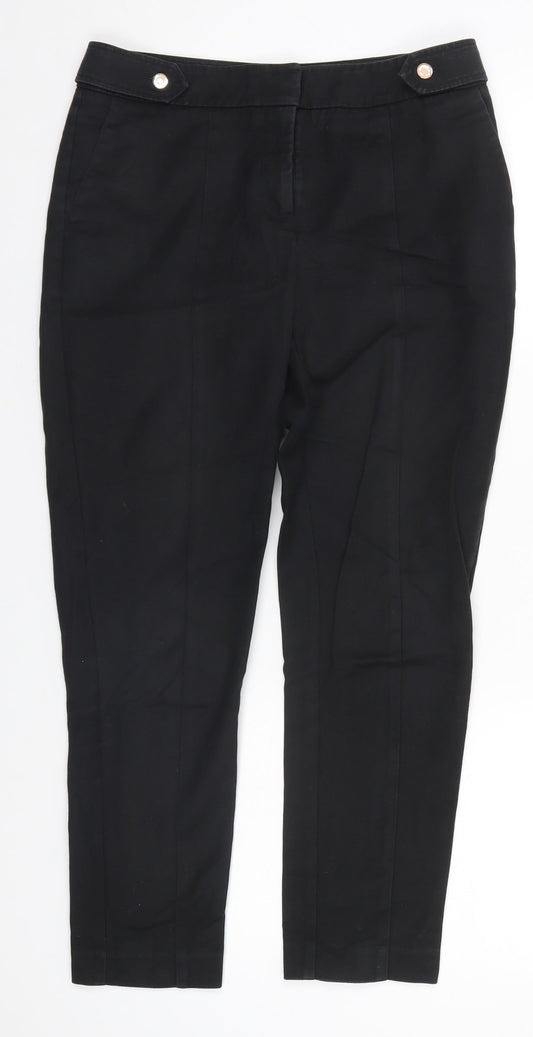 Oasis Womens Black  Cotton Trousers  Size 8 L25 in Regular