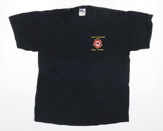 Gildan Mens Black  Cotton  T-Shirt Size M Round Neck  - Clwyd & Gwynedd ACF