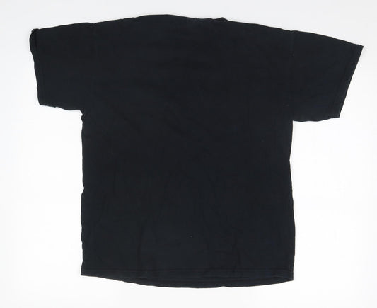 Gildan Mens Black  Cotton  T-Shirt Size M Round Neck  - Clwyd & Gwynedd ACF