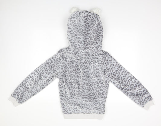 George Womens Grey Animal Print Polyester Pullover Hoodie Size 12