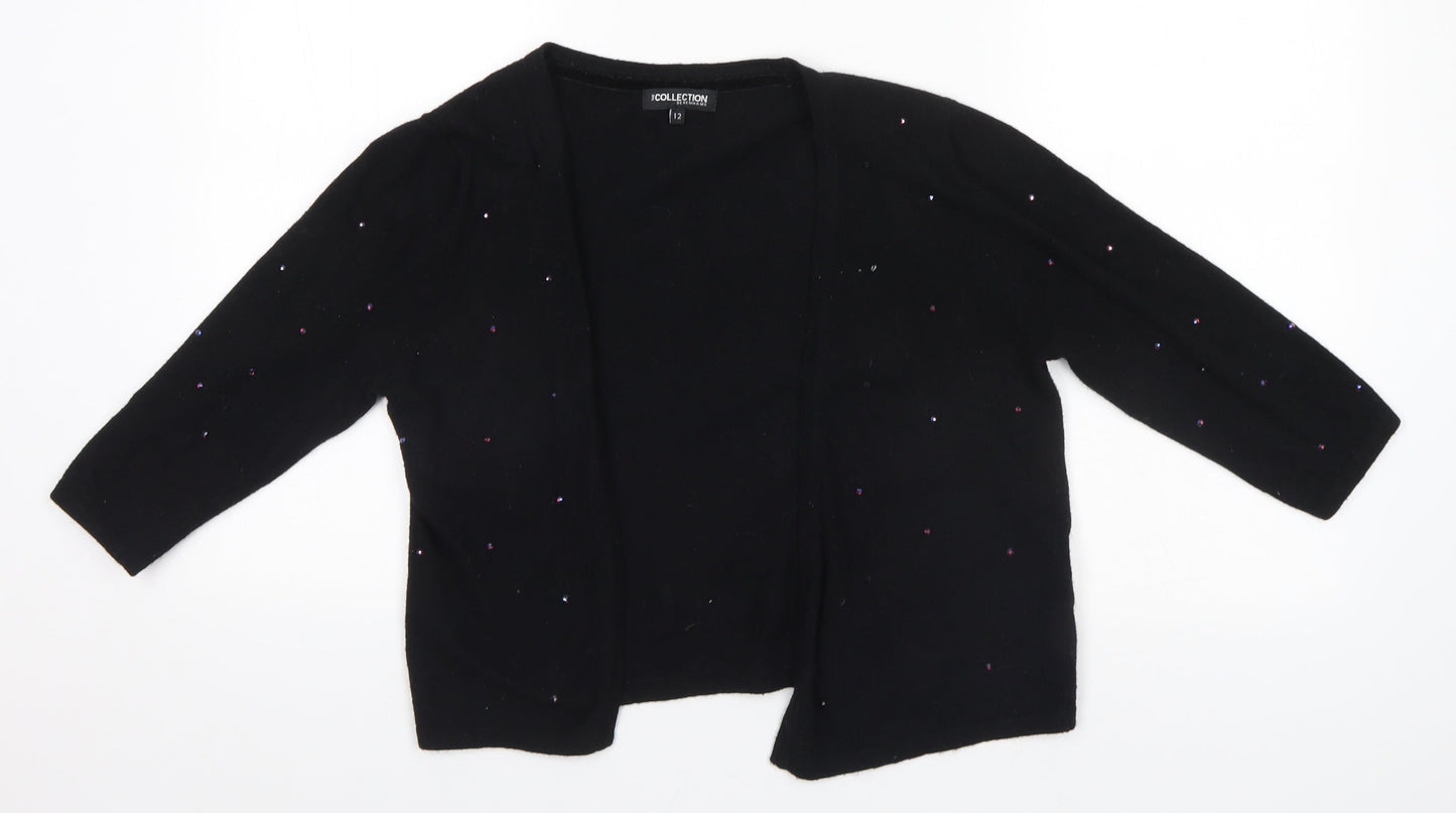 Debenhams Womens Black Round Neck  Viscose Cardigan Jumper Size 12