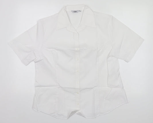 Disley Womens White  Polyester Basic Button-Up Size 18 Collared