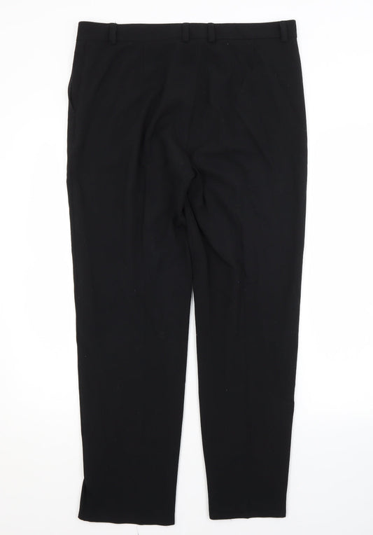 M&S Womens Black  Polyester Trousers  Size 14 L29 in Regular