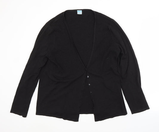 Preworn Womens Black V-Neck   Cardigan Jumper Size M
