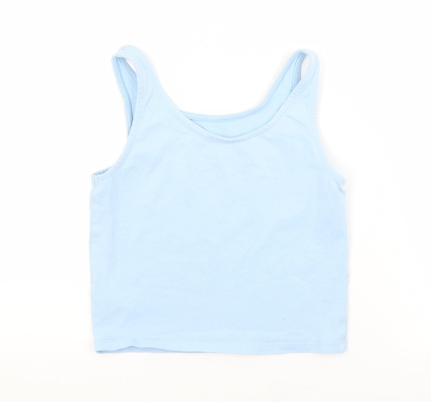 George Girls Blue  Cotton Cropped Tank Size 11-12 Years Scoop Neck