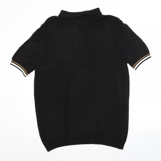 River Island Mens Black  Viscose  Polo Size XL Collared