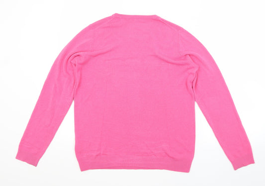 M&S Womens Pink Scoop Neck  Acrylic Pullover Jumper Size 10