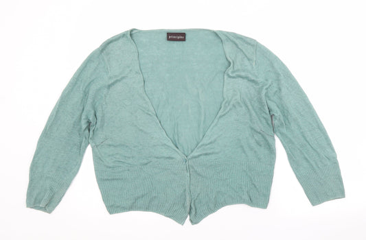Principles Womens Multicoloured V-Neck  Linen Cardigan Jumper Size 18