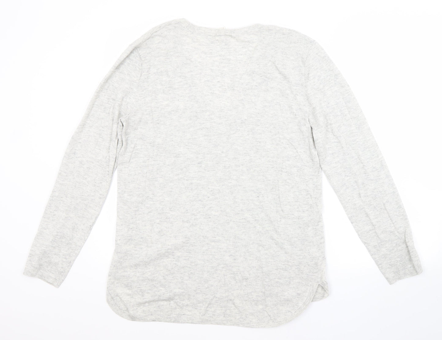 H&M Womens Grey Scoop Neck  Polyamide Pullover Jumper Size S