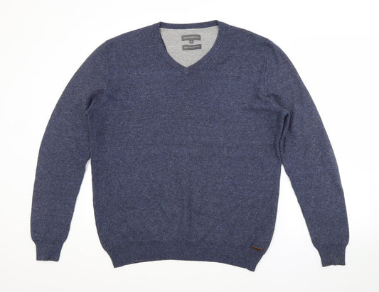 RJR.John Rocha Womens Blue V-Neck  Cotton Pullover Jumper Size M