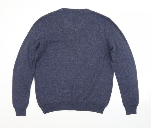 RJR.John Rocha Womens Blue V-Neck  Cotton Pullover Jumper Size M