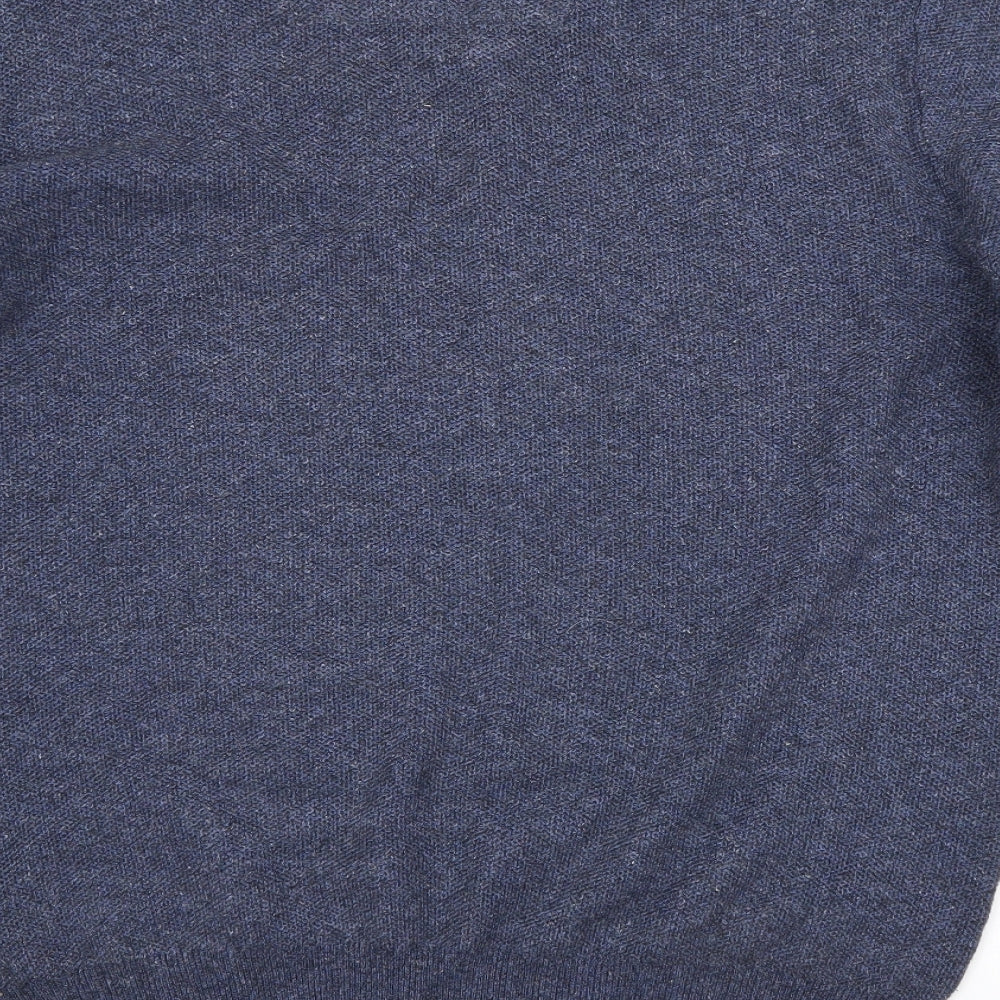 RJR.John Rocha Womens Blue V-Neck  Cotton Pullover Jumper Size M