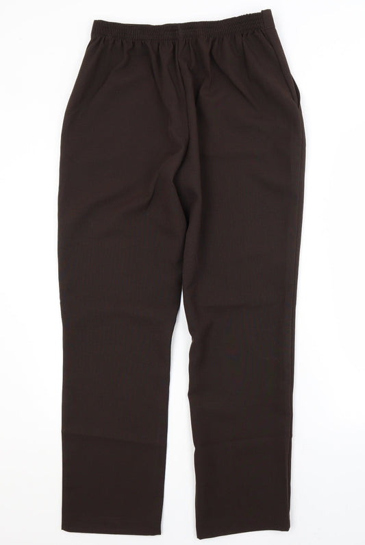 Preworn Womens Brown  Polyester Trousers  Size 12 L28 in Regular