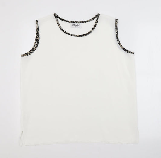 EYE CATCH Womens White  Polyester Basic Blouse Size 16 Scoop Neck