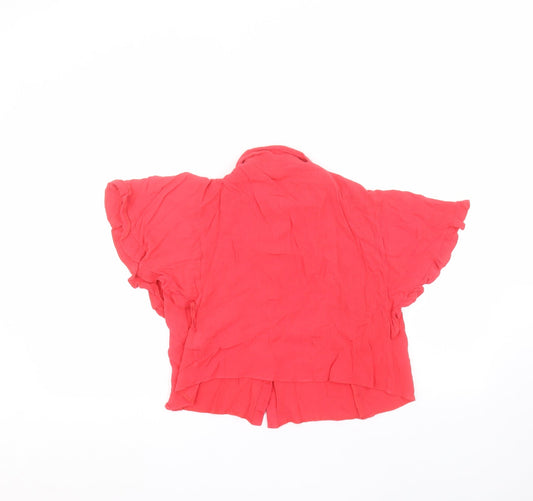 Topshop Womens Pink  Viscose Basic Button-Up Size 8 Collared