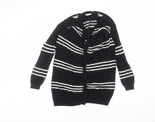 Matalan Womens Black V-Neck Striped Acrylic Cardigan Jumper Size S