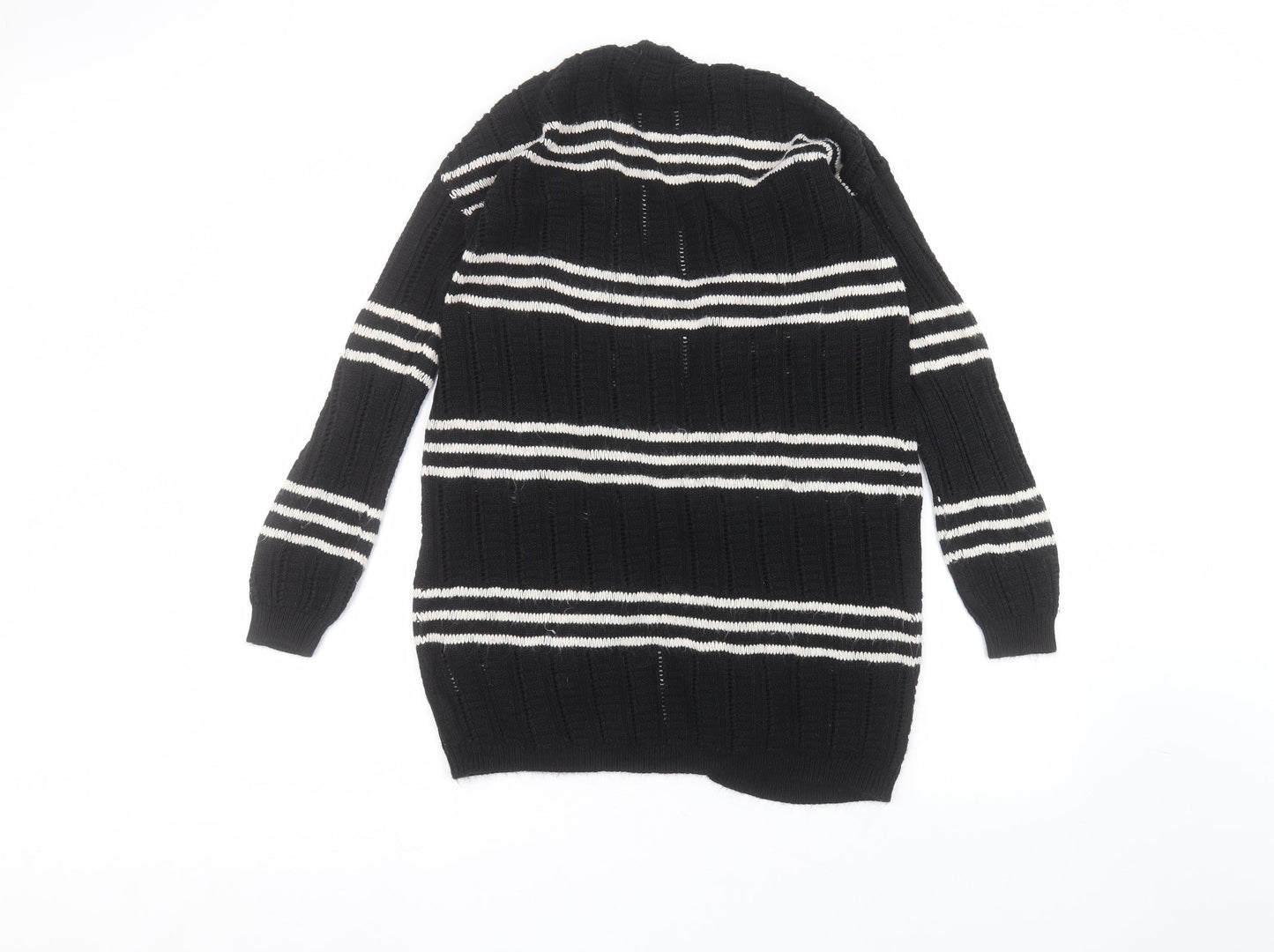Matalan Womens Black V-Neck Striped Acrylic Cardigan Jumper Size S
