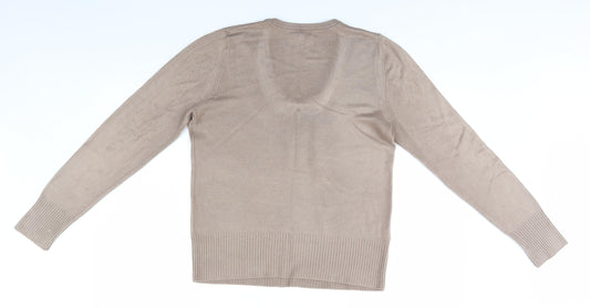 Papaya Womens Beige Round Neck  Acrylic Pullover Jumper Size 16