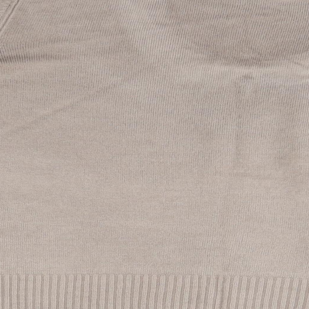 Papaya Womens Beige Round Neck  Acrylic Pullover Jumper Size 16