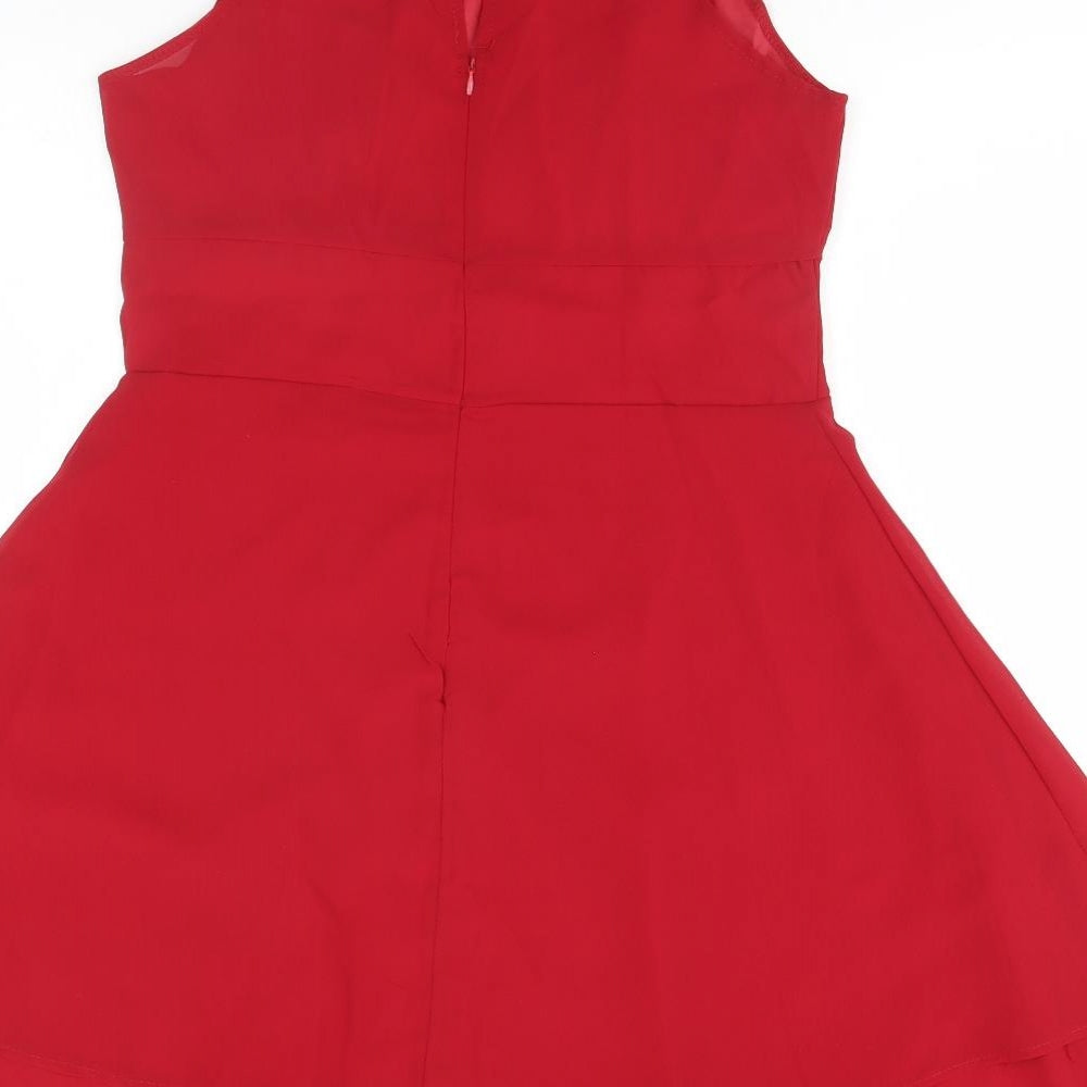 Preworn Womens Red  Polyester A-Line  Size L Round Neck