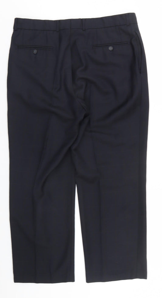 Armando Mens Blue Plaid Acetate Trousers   L26 in Regular