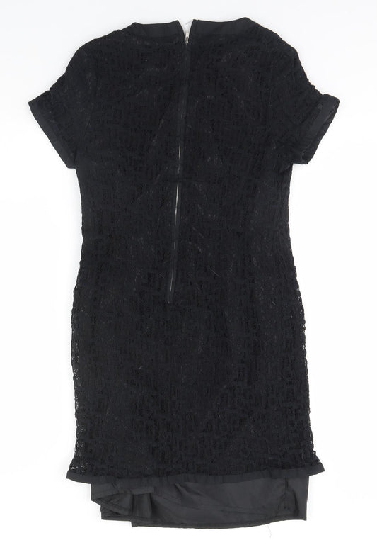 Peacocks Womens Black  Cotton Pencil Dress  Size 10 Round Neck