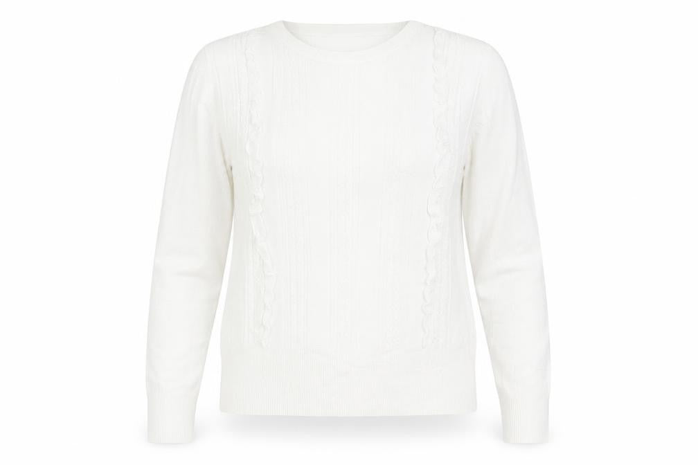 Oasis Womens White Striped Viscose Basic T-Shirt Size M Round Neck