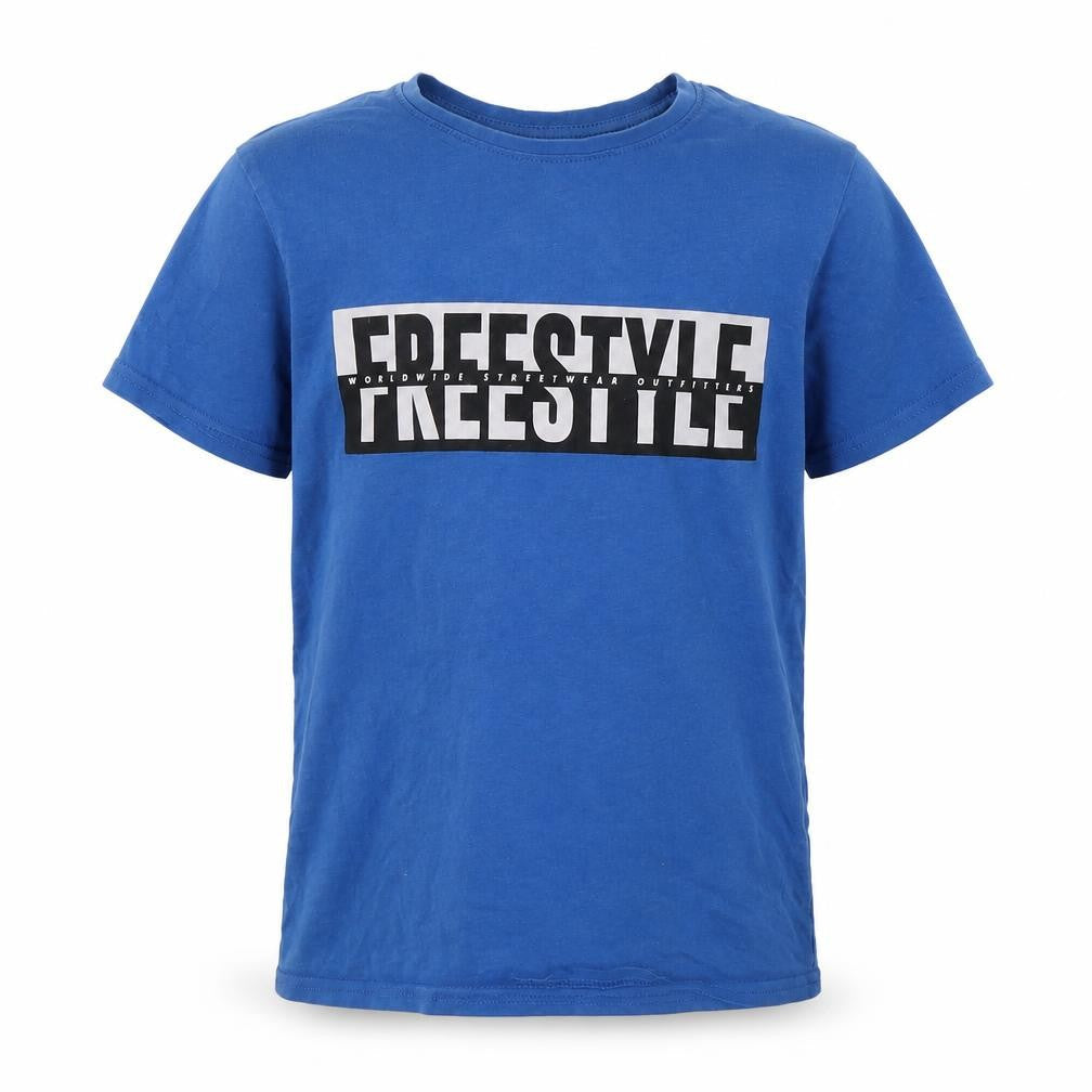 Primark Boys Blue  Cotton Basic T-Shirt Size 9-10 Years Crew Neck  - Freestyle