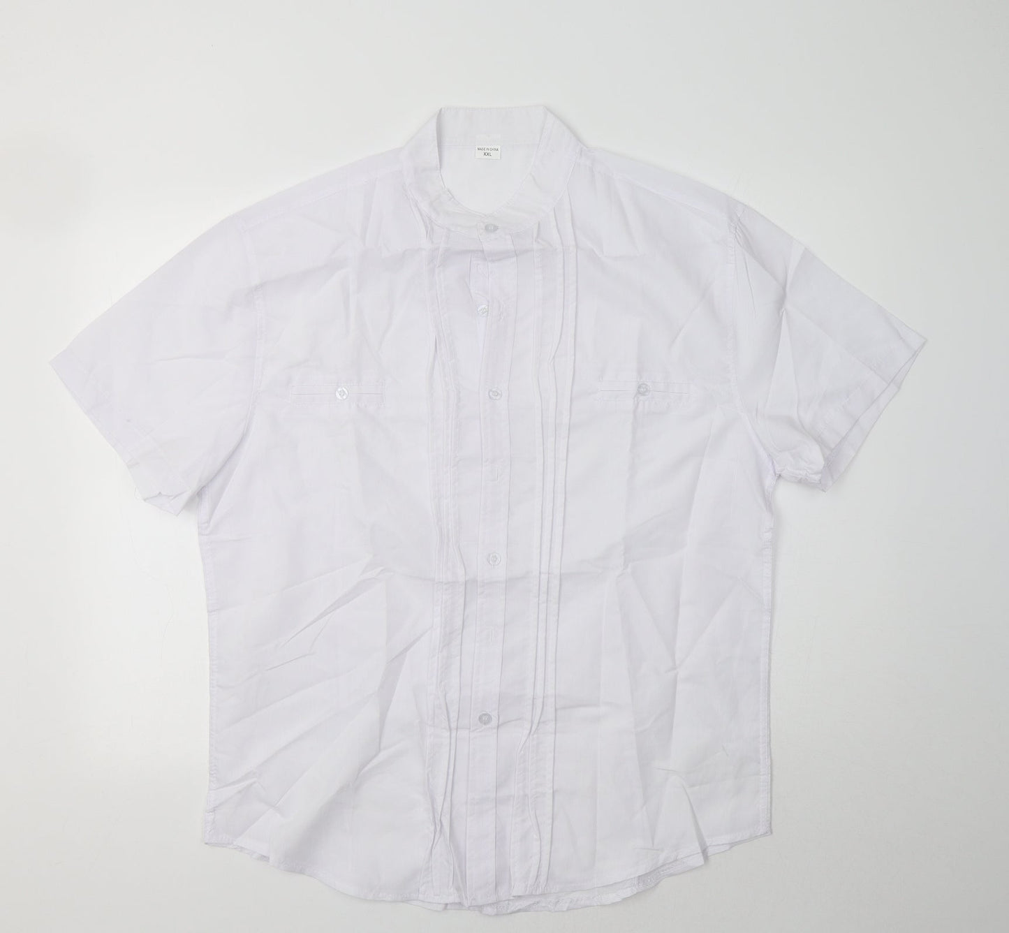 Preworn Womens White  Cotton Basic Button-Up Size 2XL Mock Neck
