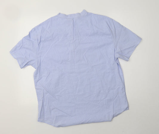 Preworn Womens Blue  Polyester Basic Button-Up Size 2XL Mock Neck
