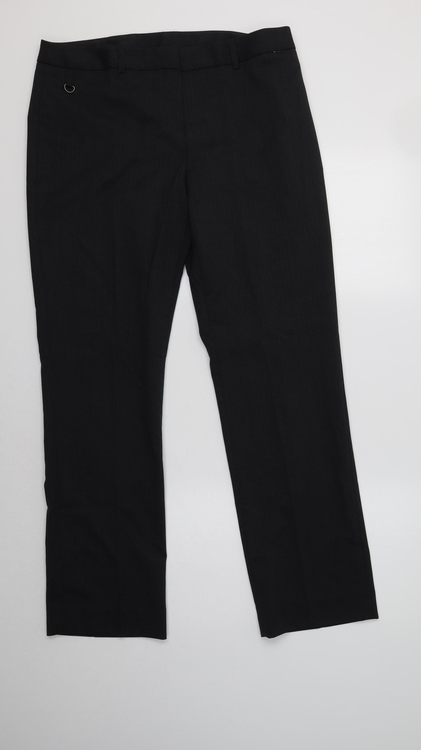 Preworn Womens Grey Striped Polyester Dress Pants Trousers Size 14 L31 in Regular