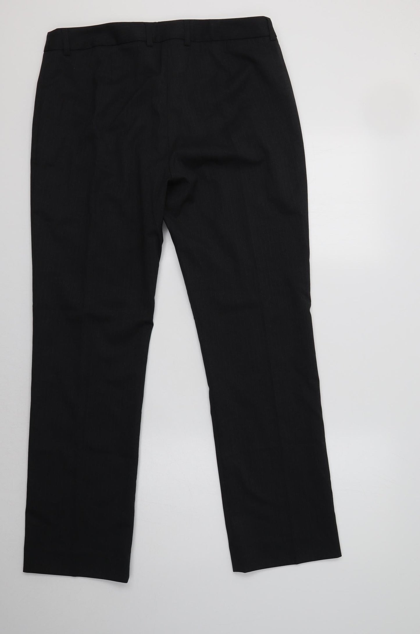 Preworn Womens Grey Striped Polyester Dress Pants Trousers Size 14 L31 in Regular
