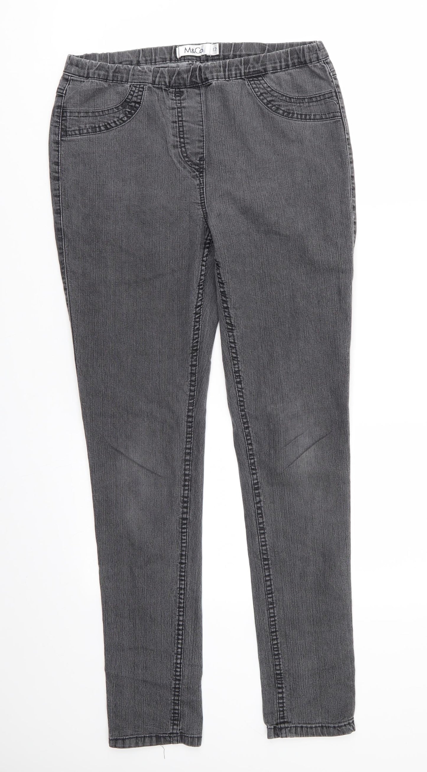 M&Co Womens Black  Cotton Jegging Jeans Size 12 L30 in Regular