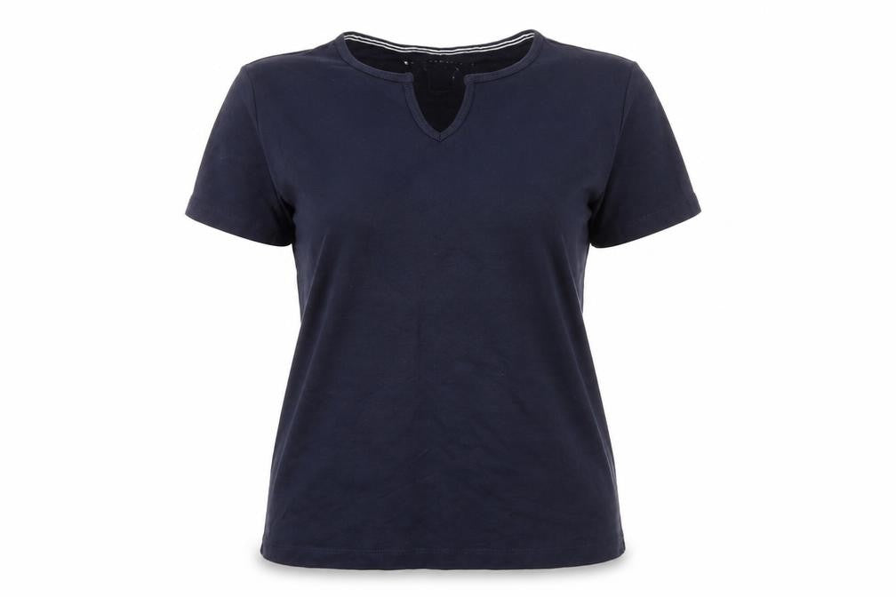 Bonmarché Womens Blue  Cotton Basic T-Shirt Size S V-Neck