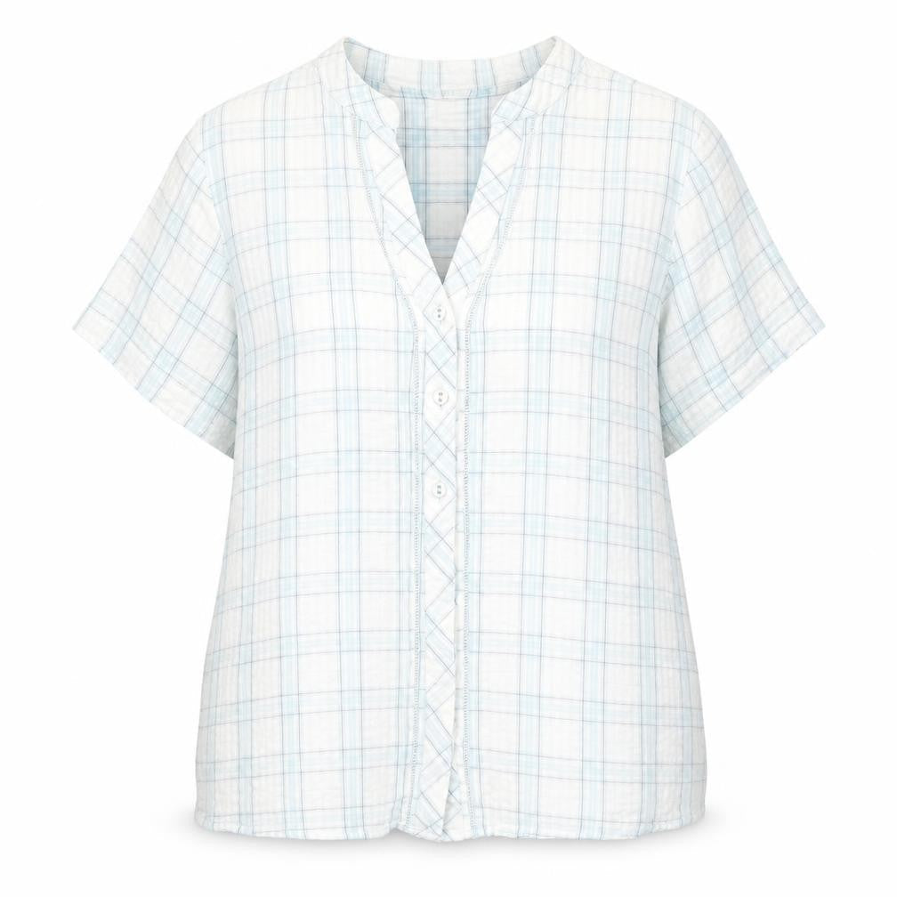 Bonmarché Womens Multicoloured Check Cotton Basic Button-Up Size 16 Collared