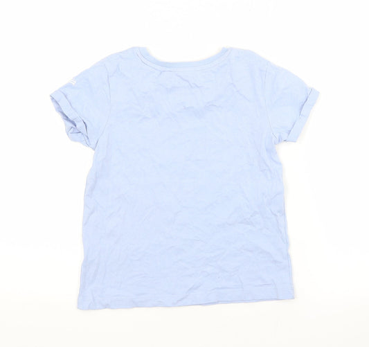 NEXT Girls Blue  Cotton Basic T-Shirt Size 7 Years Crew Neck