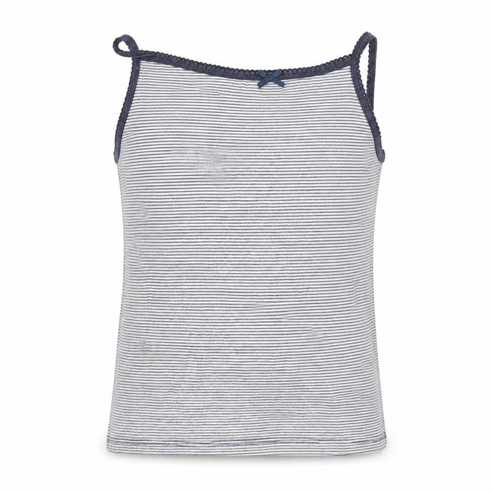 H&M Girls Blue Striped Cotton Basic Tank Size 5-6 Years Square Neck