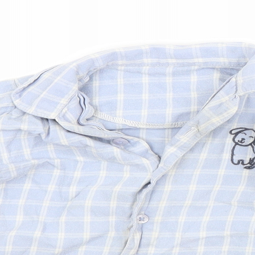 Nutmeg Baby Blue Check Cotton Basic Button-Up Size 12-18 Months Collared