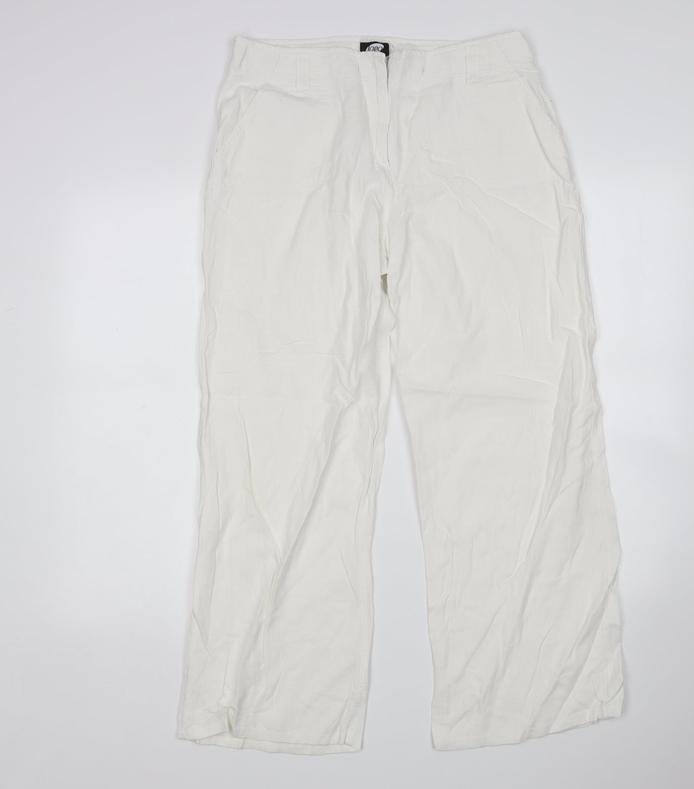 Logo Womens White   Trousers  Size 14 L29 in Regular