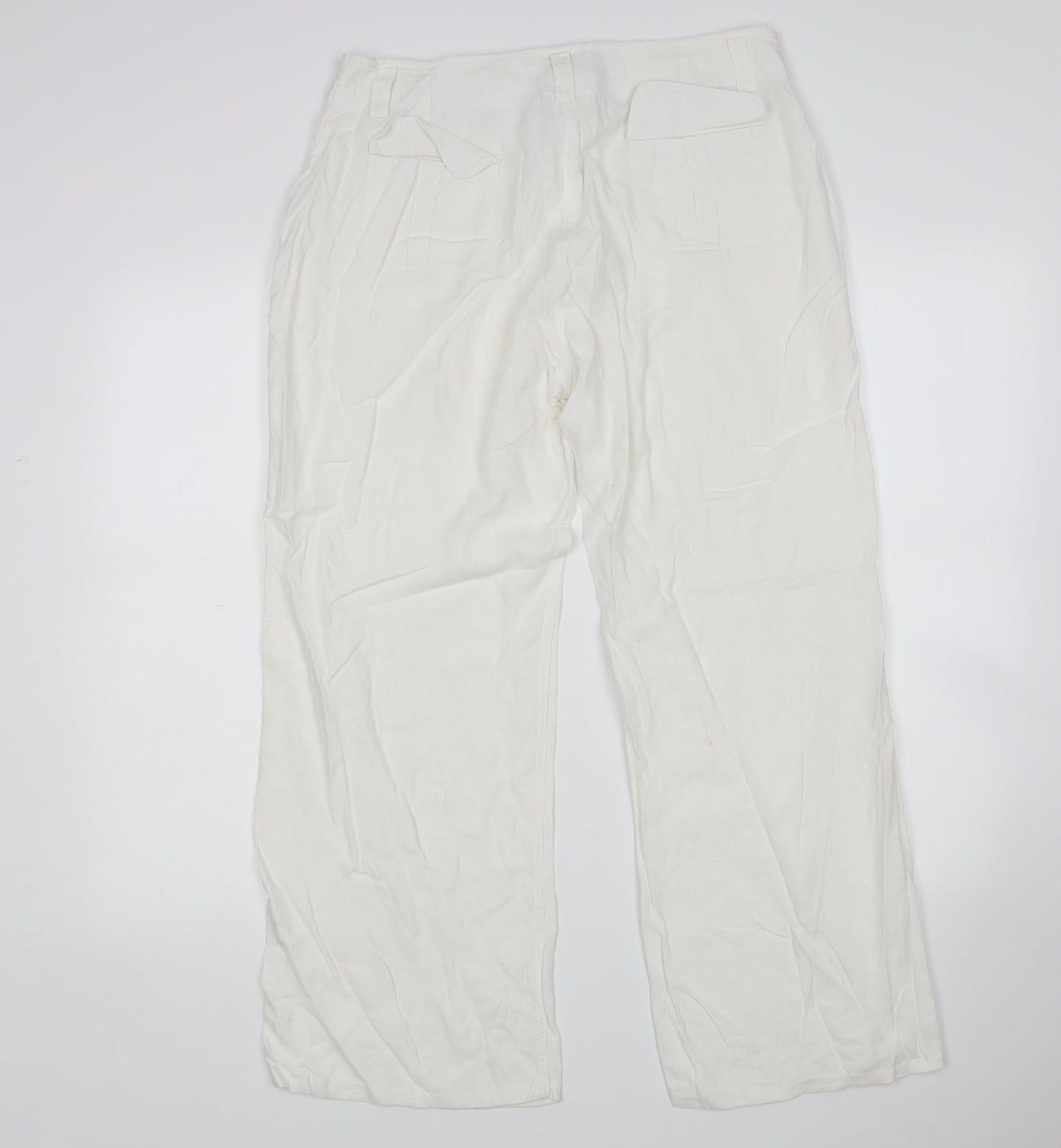 Logo Womens White   Trousers  Size 14 L29 in Regular