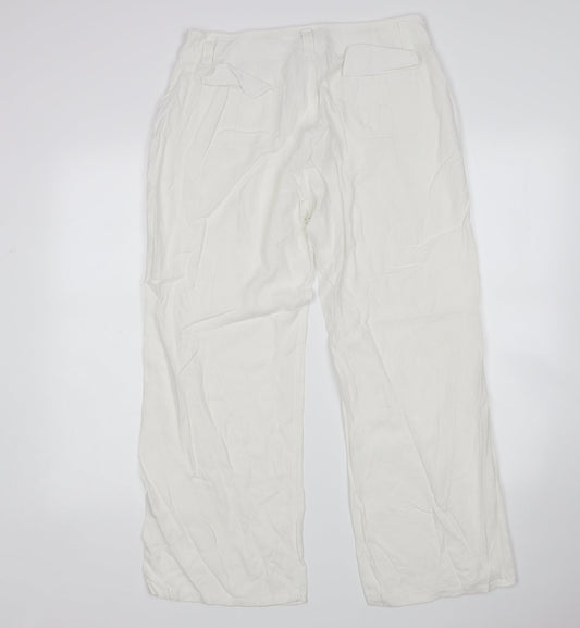 Logo Womens White   Trousers  Size 14 L29 in Regular